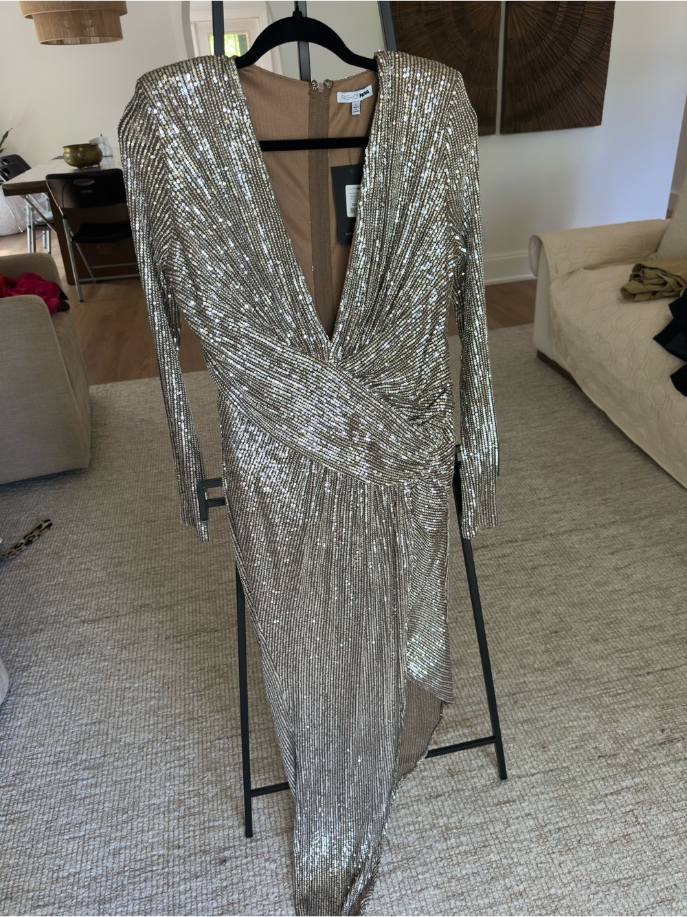 Silver Sequin Wrap Dresses